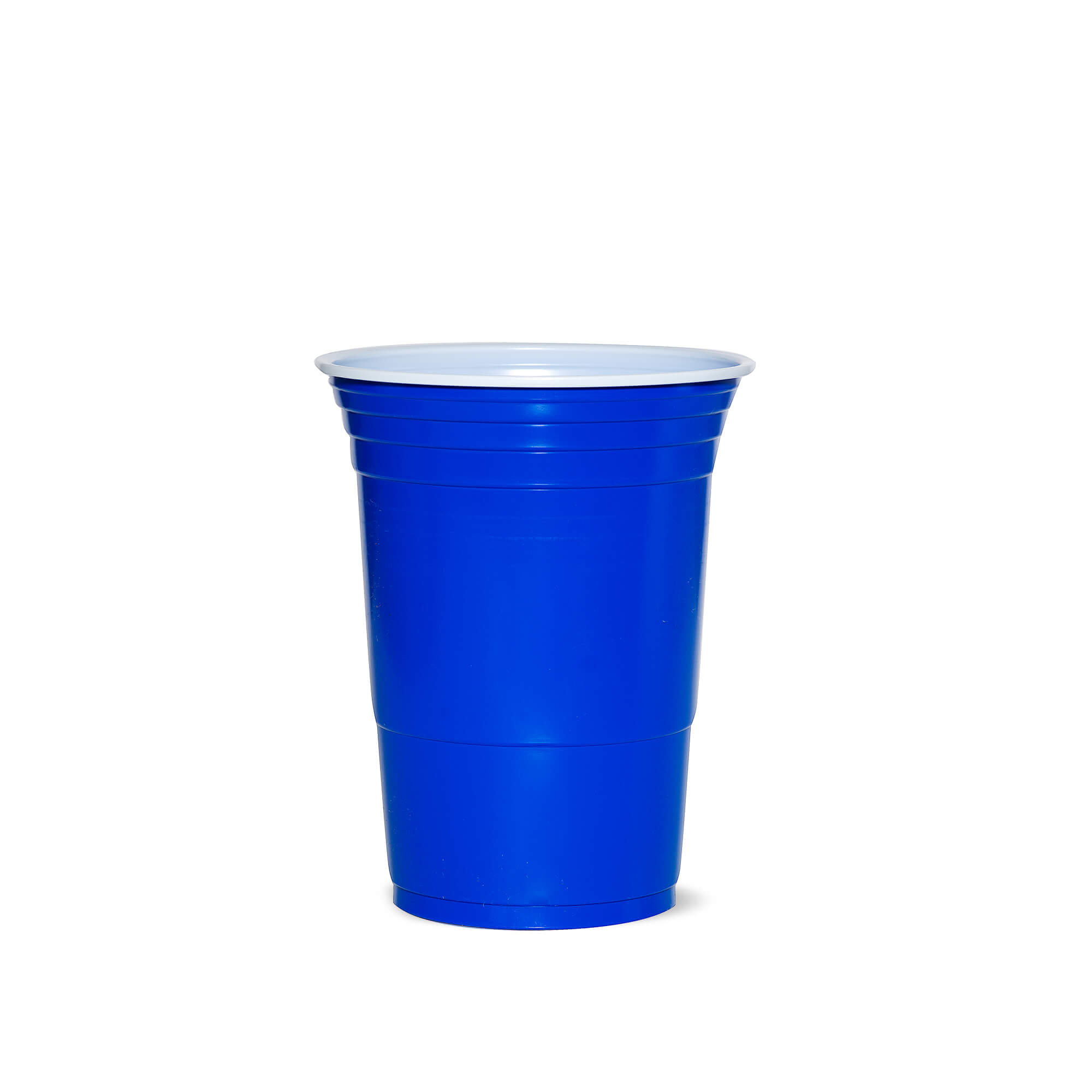 blue plastic cup